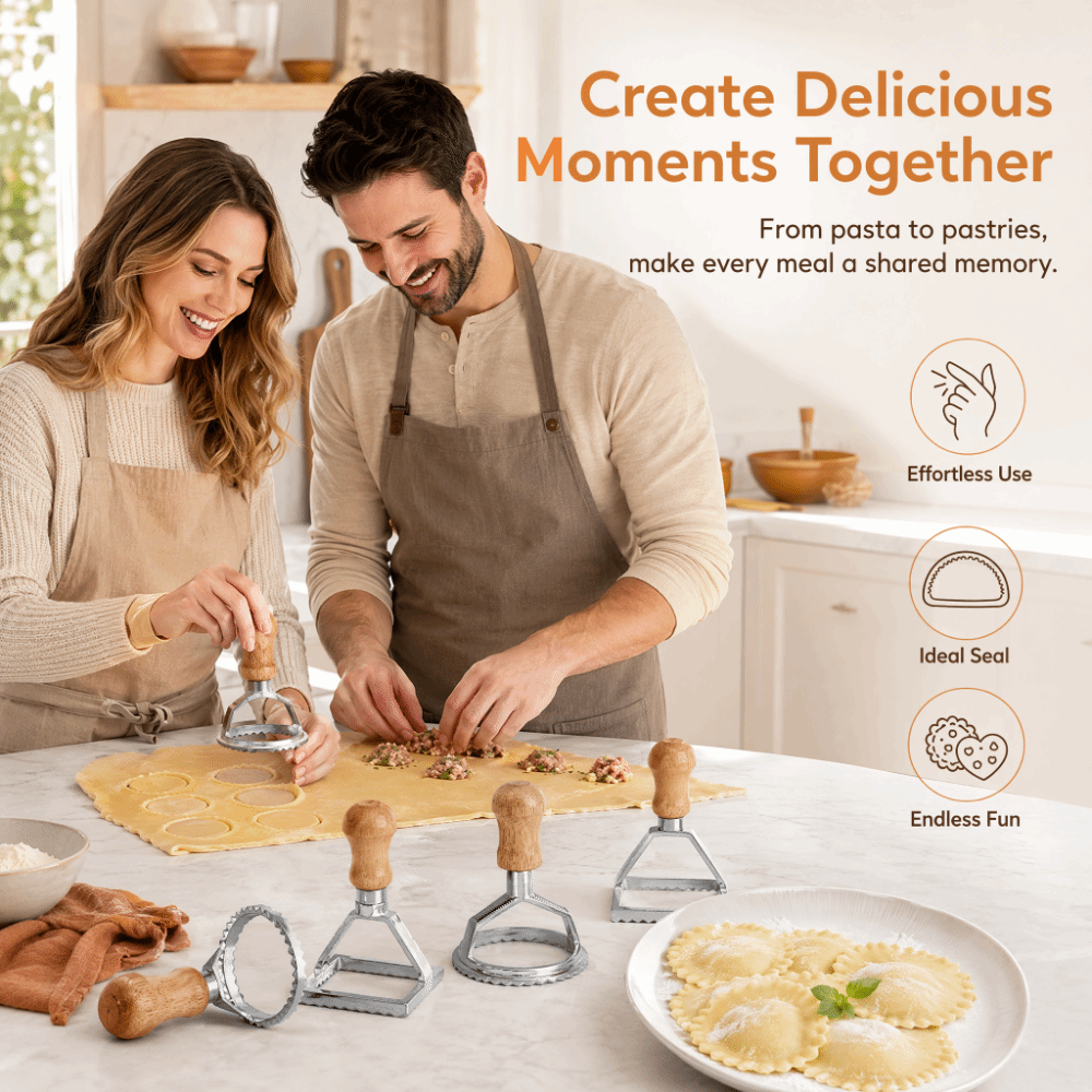 Dumpling Press Set - 7-częściowy zestaw indywidualnych wykrawaczy do ravioli,